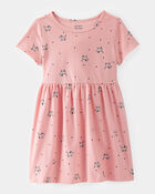 Toddler Girl Dog Print Short-Sleeve Knit Dress - Pink, image 1 of 4 slides