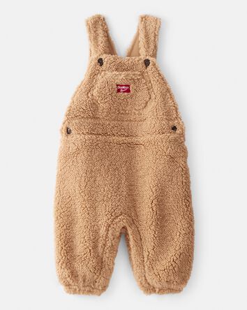 Baby Teddy Fleece Overalls - Brown, 