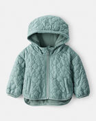 Baby Girl Floral Quilted Long-Sleeve Midweight Jacket - Green, image 1 of 3 slides