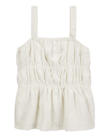 Girls Ruched Textured Tank - Cream, 