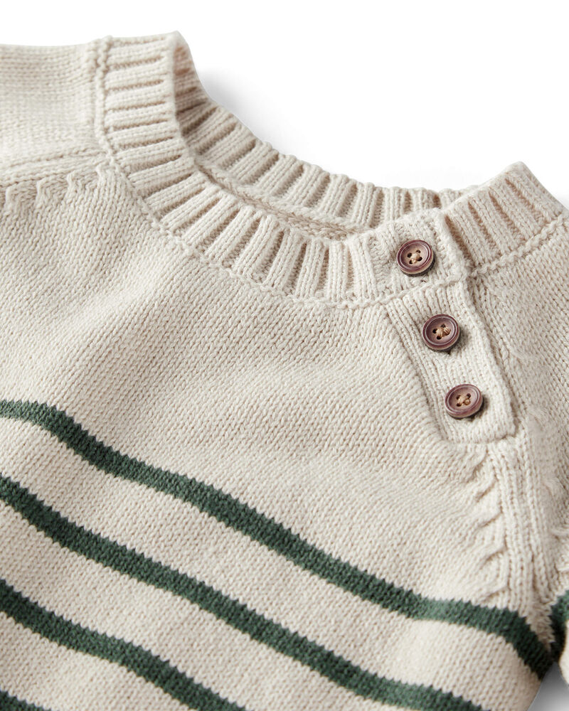 Baby 2-Piece Organic Cotton Sweater Knit Set in Stripes, image 2 of 5 slides