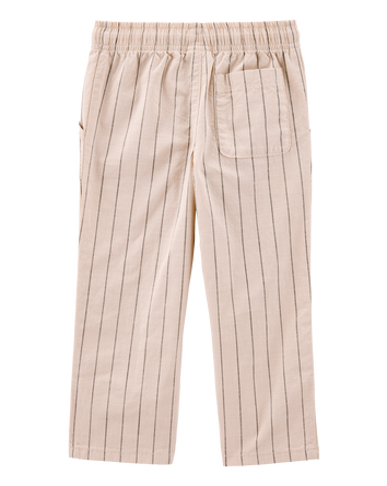 Baby Striped Pull-On Cotton Pants - Tan, 