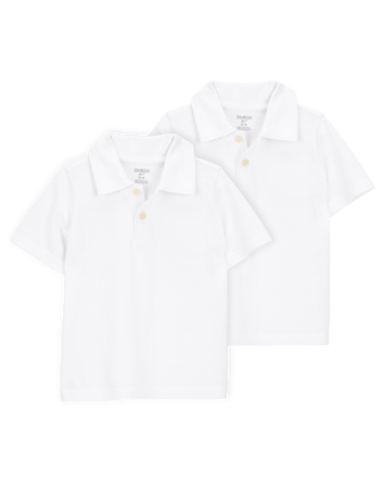 Toddler 2-Pack Pique Uniform Polo Shirts - White, 