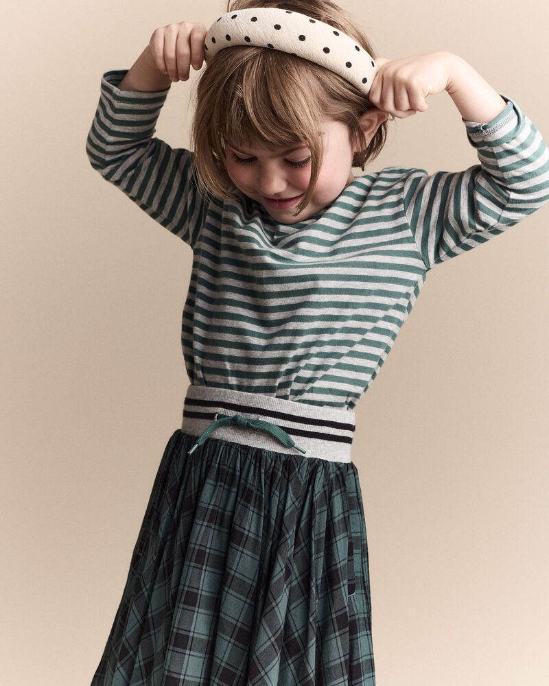 Toddler Girl Avenue Twirl&trade; Midi Skirt in Plaid - Green/Black, image 6 of 7 slides