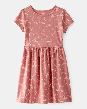 Girls Apple Print Short-Sleeve Dress - Pink, 
