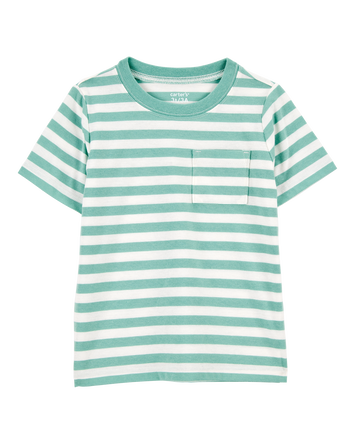 Toddler Striped Short-Sleeve Pocket Tee - Green, 