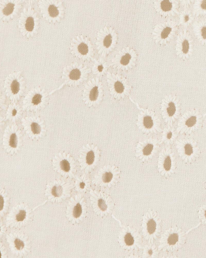 Baby Solid Cotton Dress - Cream, image 2 of 3 slides