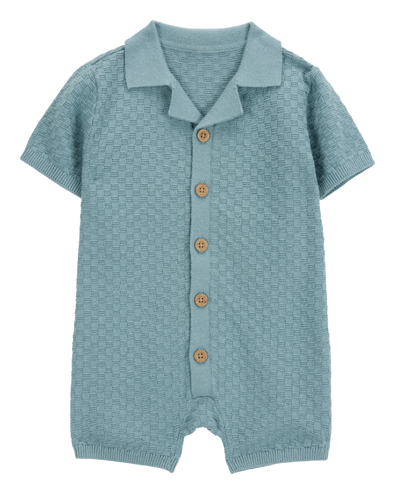 Baby Button-Front Sweater Romper - Blue, image 1 of 4 slides