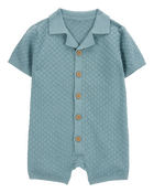 Baby Button-Front Sweater Romper - Blue, image 1 of 4 slides