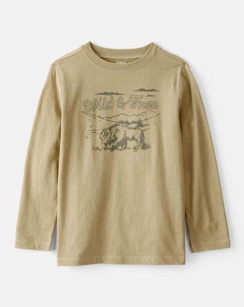 Boys Wild And Free Long-Sleeve Graphic Tee - Brown, 