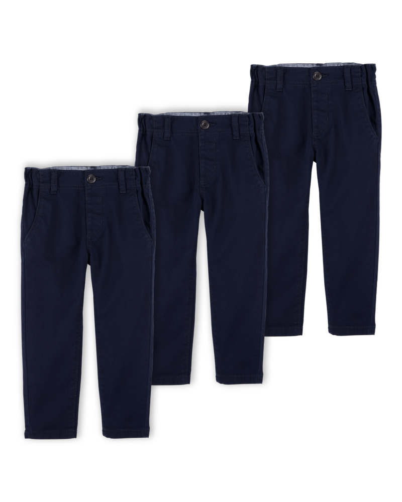 Toddler 3-Pack Slim Tapered Chino Pants - Navy, image 1 of 8 slides