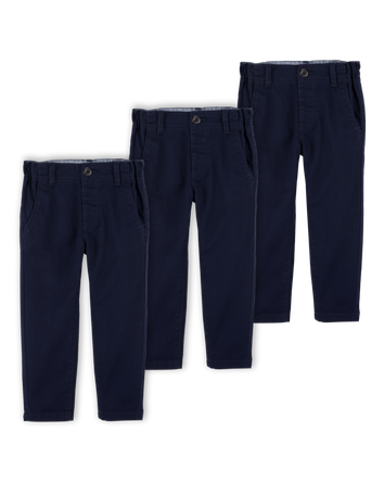 Toddler 3-Pack Slim Tapered Chino Pants - Navy, 