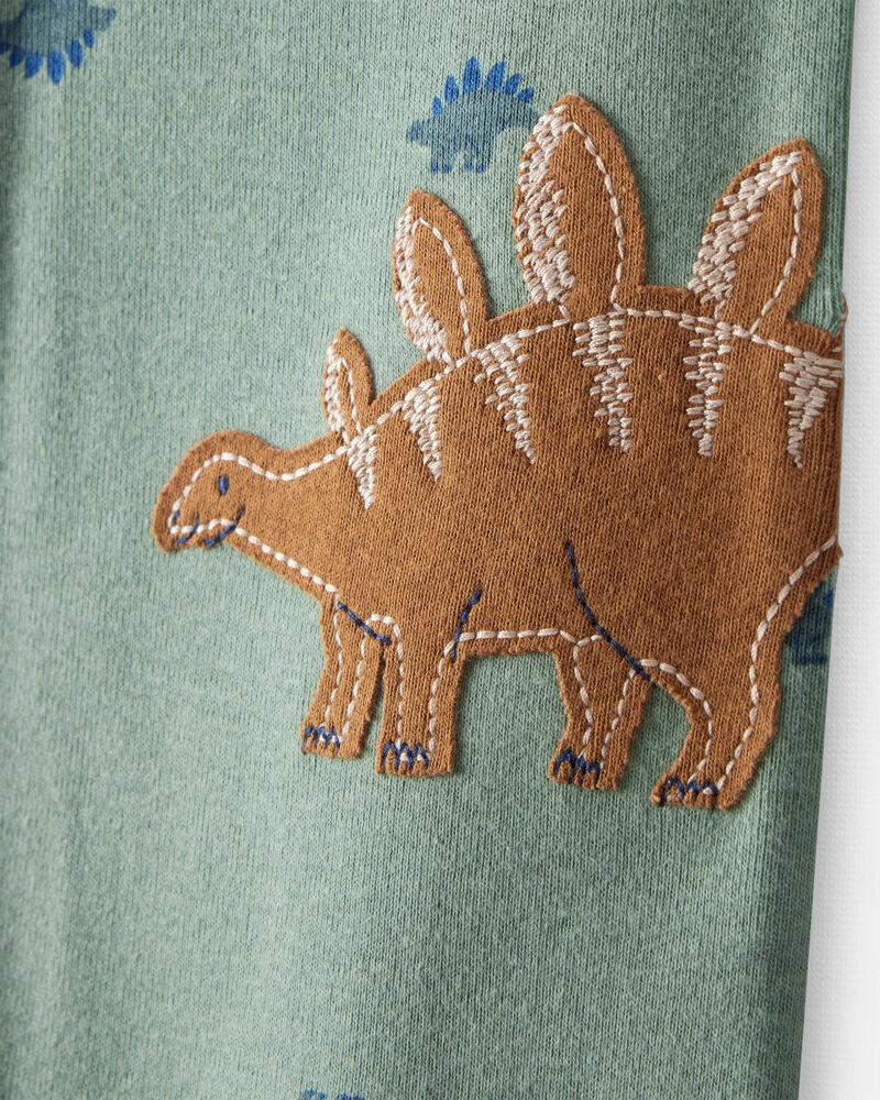 Baby Boy Dinosaur Print 100% Cotton Long-Sleeve 2-Way Zip 1-Piece Pajamas - Green, image 2 of 5 slides