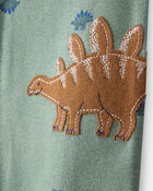 Baby Boy Dinosaur Print 100% Cotton Long-Sleeve 2-Way Zip 1-Piece Pajamas - Green, image 2 of 5 slides