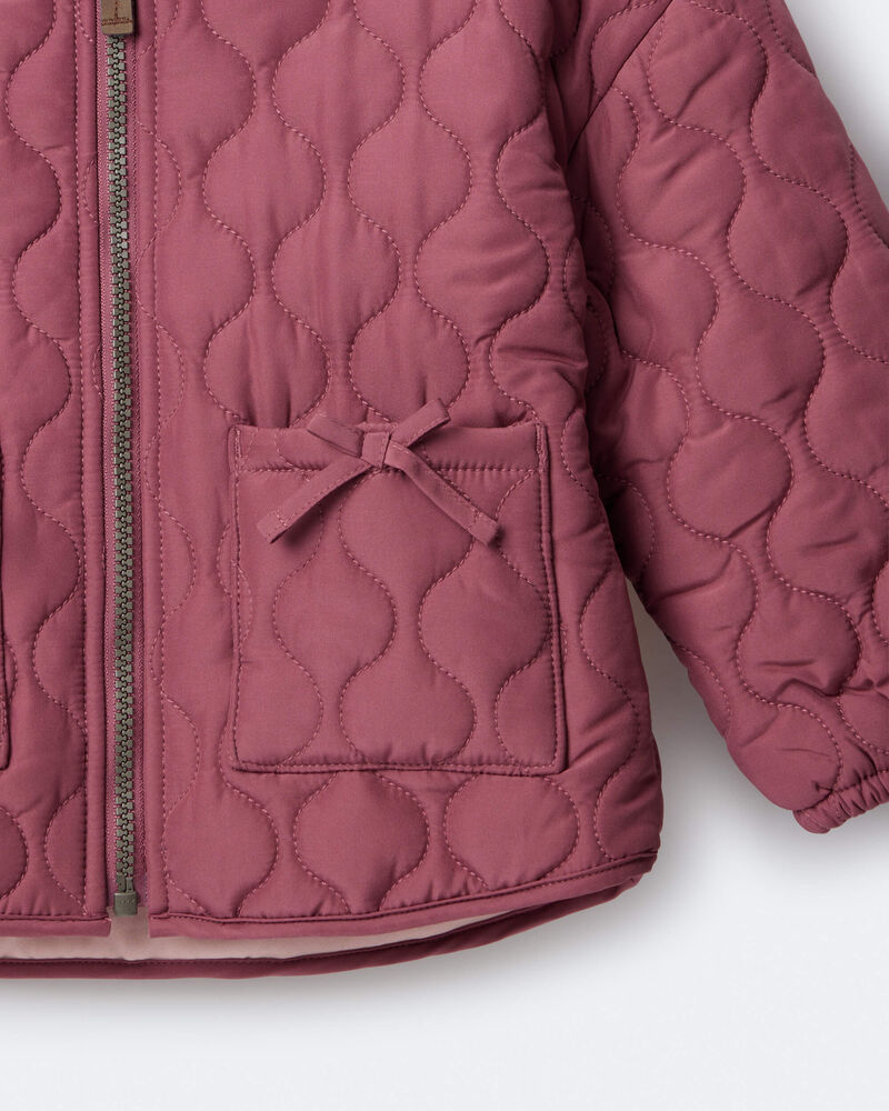 Toddler Girl Quilted Barn Jacket - Burgundy, image 6 of 7 slides