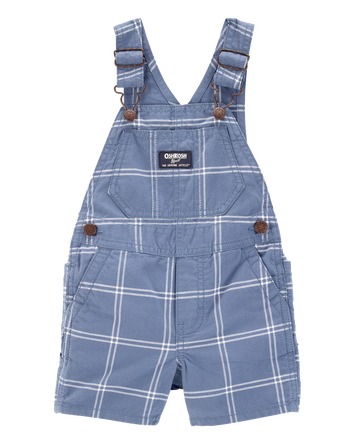Baby Boy Plaid Shortalls - Blue, 