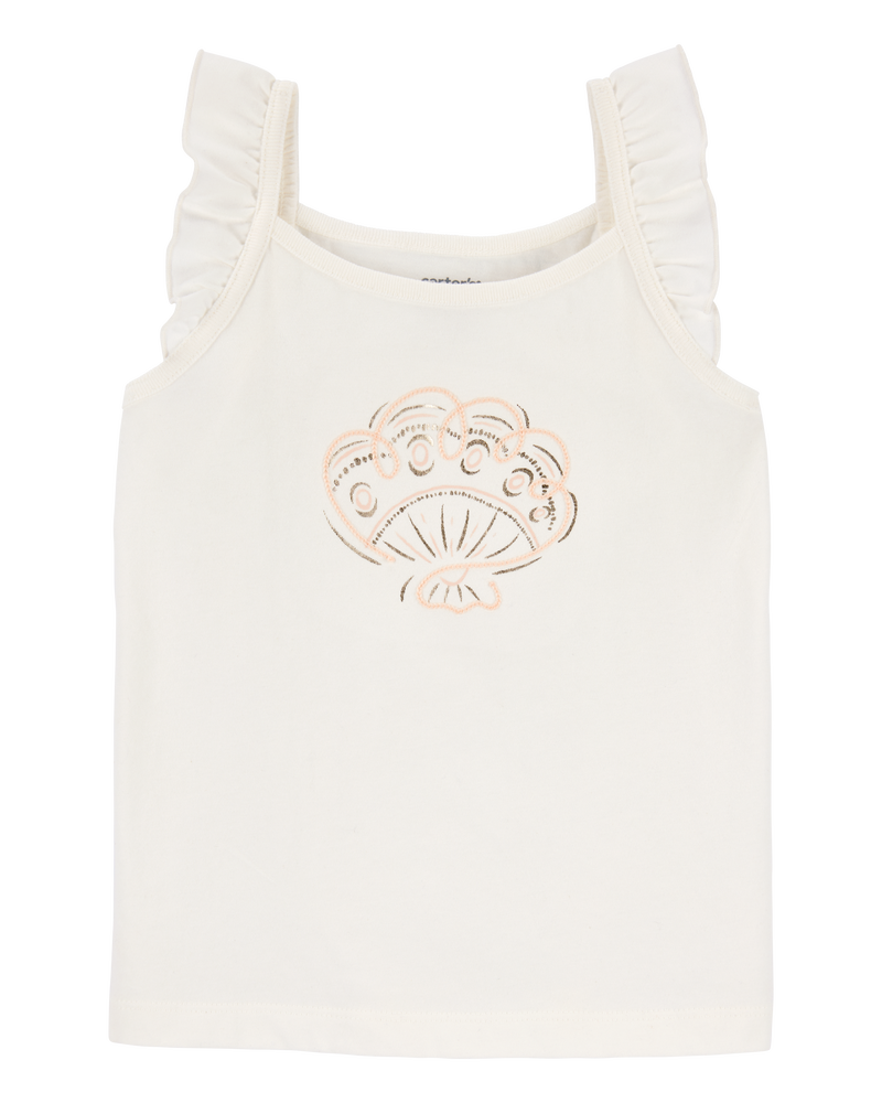 Baby Seashell Flutter-Sleeve Tank - White, image 1 of 3 slides