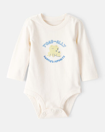 Baby Aunts Favorite Cotton Long-Sleeve Graphic Bodysuit - Ivory, 