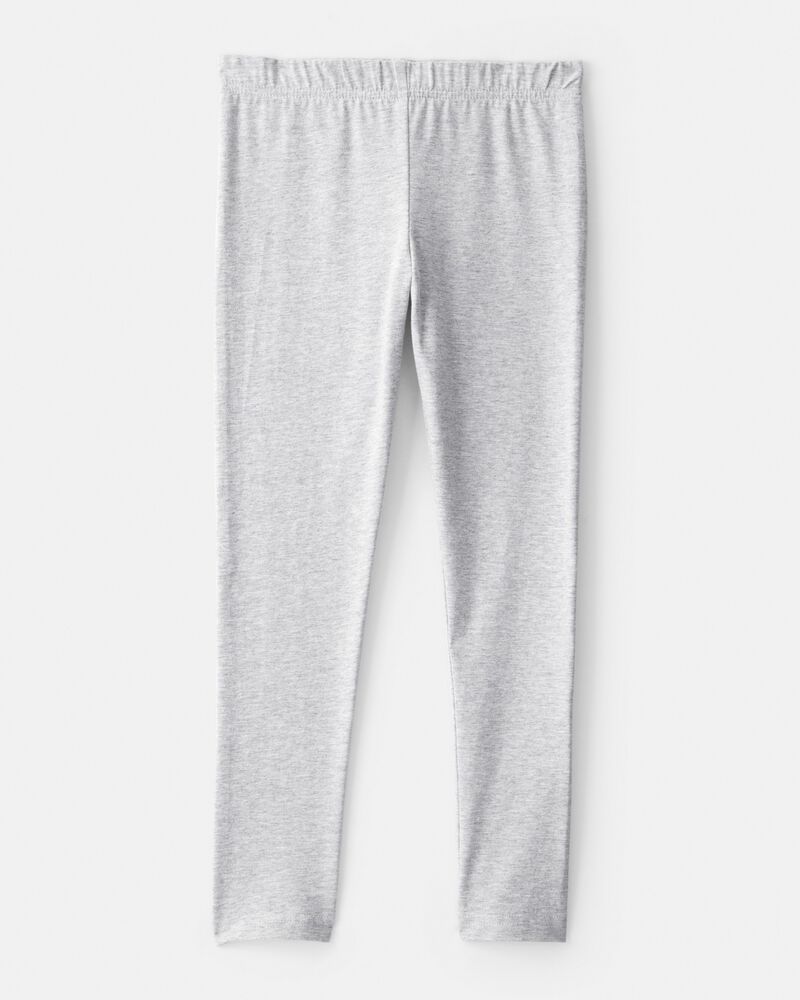 Girls Cotton Stretch Leggings - Grey, image 2 of 5 slides