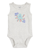 Baby Boy Octopus Daddy Sleeveless Bodysuit - Grey, image 1 of 3 slides
