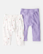 Baby Girl Paint Print PurelySoft Pull-On Pants - White/Purple, image 1 of 7 slides