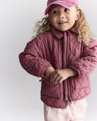 Toddler Girl Quilted Barn Jacket - Burgundy, image 1 of 7 slides