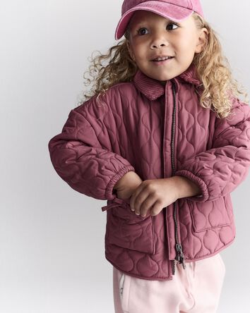 Toddler Girl Quilted Barn Jacket - Burgundy, 