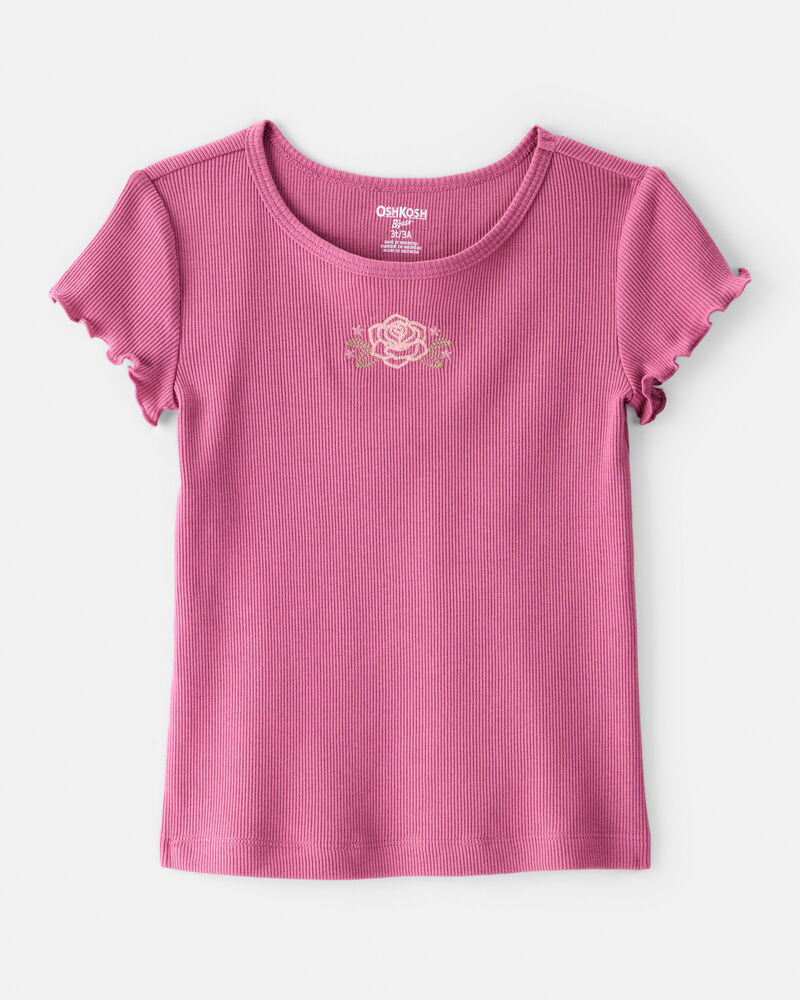 Toddler Girl Flower Cotton Short-Sleeve Top - Pink, image 1 of 4 slides