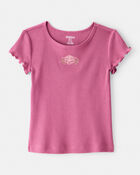 Toddler Girl Flower Cotton Short-Sleeve Top - Pink, image 1 of 4 slides