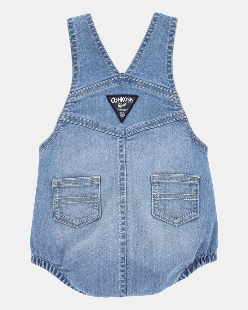 Baby Denim Bubble Romper - Blue, image 2 of 5 slides