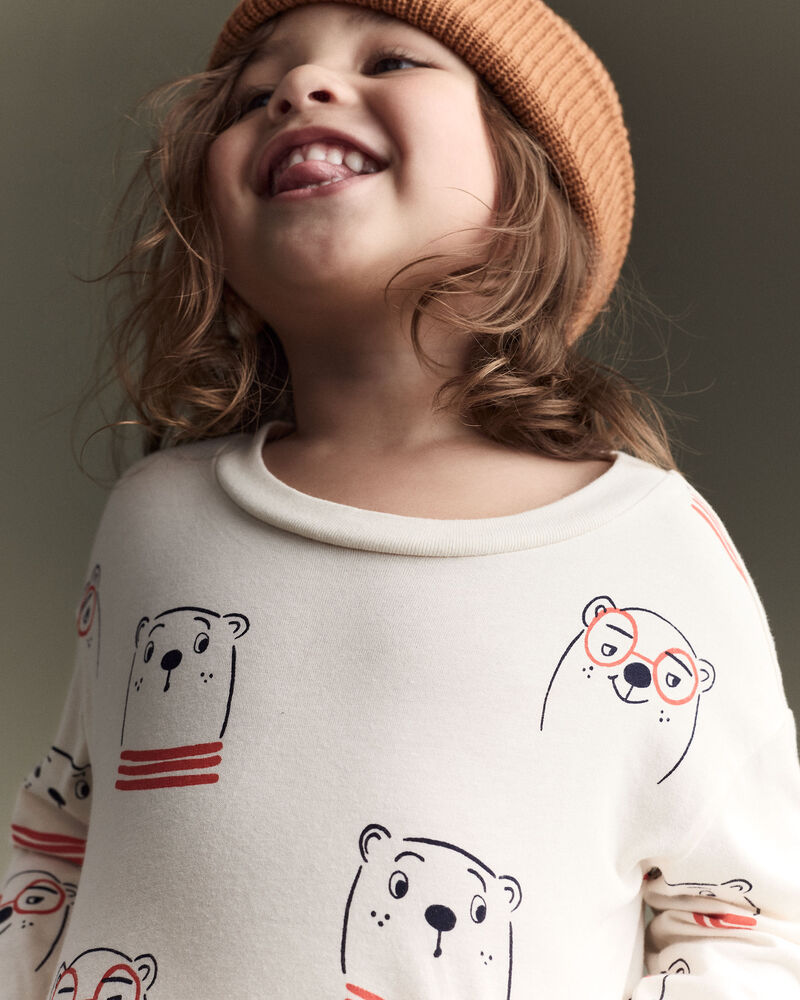 Toddler Otter Print Long-Sleeve Relaxed Graphic Tee - Cream, image 4 of 7 slides