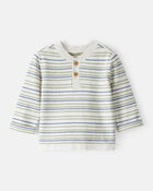 Baby Boy Long-Sleeve Stripe Fashion Top - Grey, image 1 of 3 slides