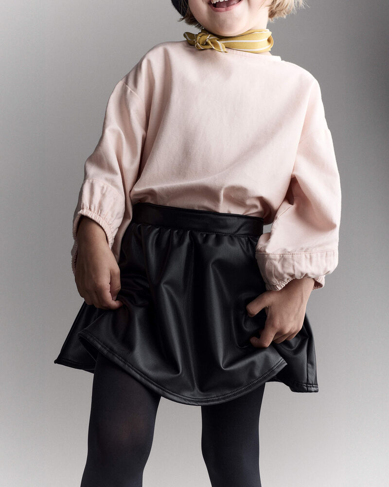 Toddler Girl Reagan Skort in Faux Leather - Black, image 4 of 8 slides