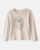 Toddler Girl Owl Long-Sleeve Graphic Tee - Tan, image 1 of 3 slides