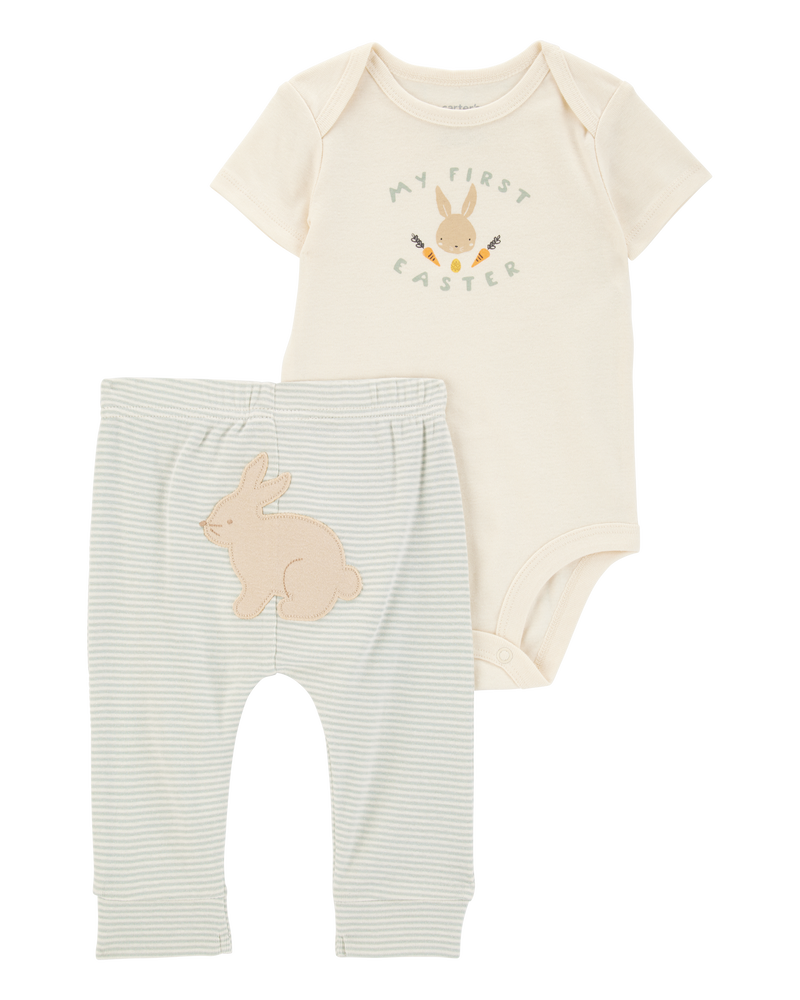 Baby 3-Piece My First Easter Teething Bib & Bodysuit Pant Set, image 4 of 7 slides