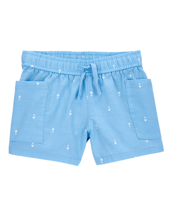 Baby Heart Drop Print Drawstring Shorts - Blue, 
