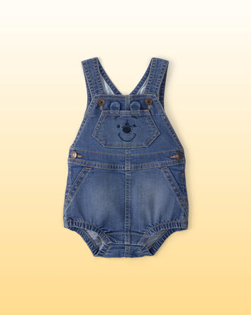 Baby Disney&copy; Winnie the Pooh Embroidered Stretch Denim Bubble Romper - Medium Wash, 
