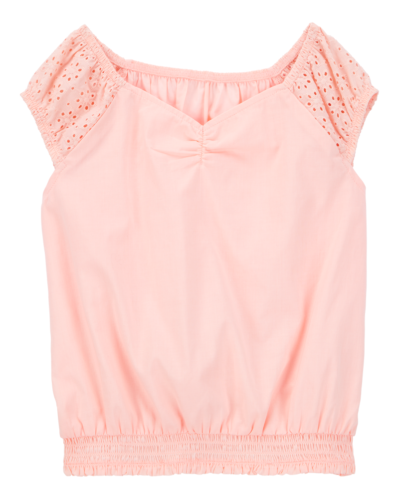 Kid 2-Piece Cinched Fashion Top & Eyelet Skort Set, image 2 of 6 slides