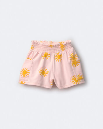 Toddler Girl Swing Short with Pockets in Sunny Life Print - Light Pink, 