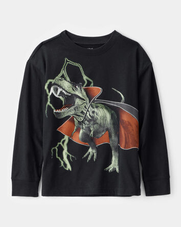 Kid Vampire Dinosaur Long-Sleeve Graphic Tee - Black, 