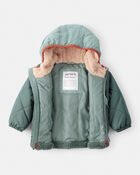 Baby Boy Long-Sleeve Midweight Quilted Sherpa Jacket - Green, image 2 of 3 slides