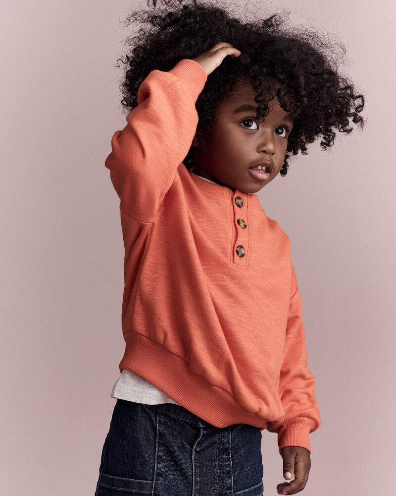 Toddler Boy French Terry Long-Sleeve Sweatshirt - Orange, image 1 of 6 slides