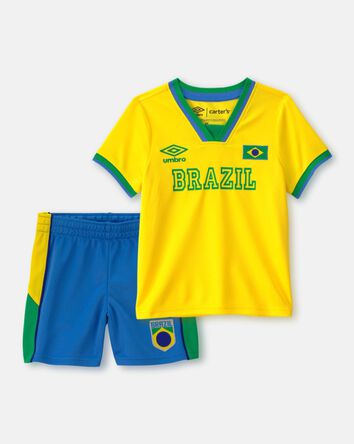 Toddler 2-Piece Umbro Brazil Soccer Jersey & Short Set - Blue/Yellow/Green, 
