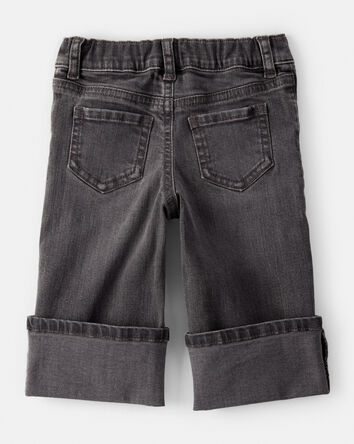 Baby Girl Denim Wide-Leg Cuff Jeans - Grey, 
