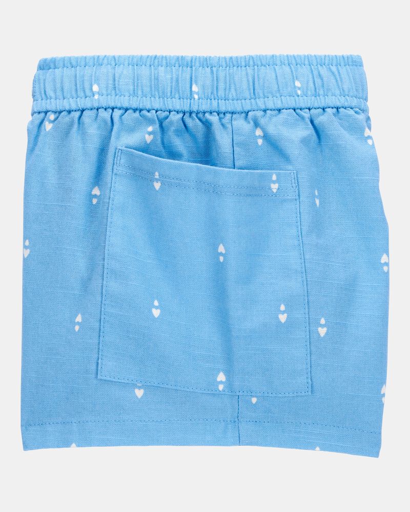 Toddler Heart Drop Print Drawstring Shorts - Blue, image 5 of 7 slides