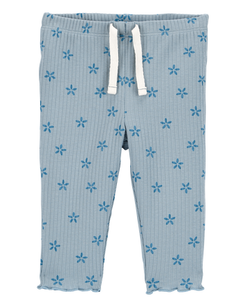 Baby Floral Pull-On Ribbed Pants, 