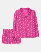 Kid Barbie Coat Style Loose Fit 2-Piece Pajamas - Pink, image 1 of 3 slides