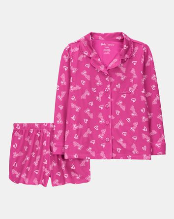 Kid Barbie Coat Style Loose Fit 2-Piece Pajamas - Pink, 