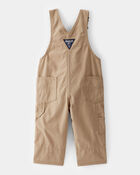 Baby Lightweight Plaid-Lined Canvas Overalls - Khaki, image 2 of 4 slides