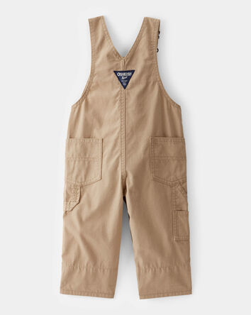 Baby Lightweight Plaid-Lined Canvas Overalls - Khaki, 
